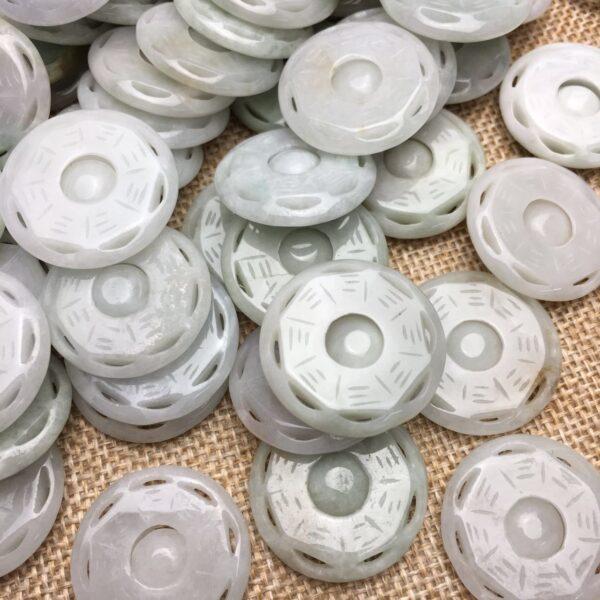 1 pc / 2 pcs nice hollow Bagua pattern round shape genuine natural jadeite charm, jade charm - Image 5