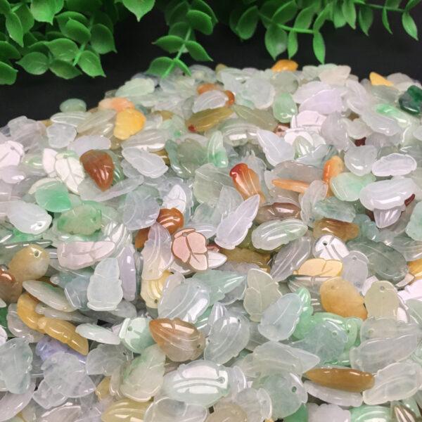 5 pc / 10 pcs leaf shape genuine natural icy colorful jadeite bead, jade bead - Image 5