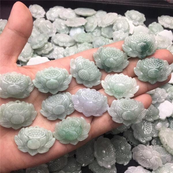 1 pc / 2 pcs nice lotus flower shape genuine natural jadeite charm, jade charm - Image 5