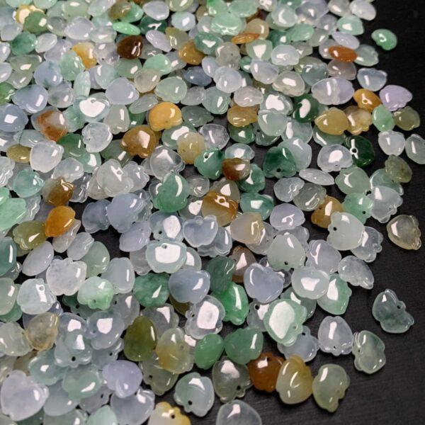 5 pc / 10 pcs flat apple shape genuine natural icy colorful jadeite charm, jade charm - Image 5