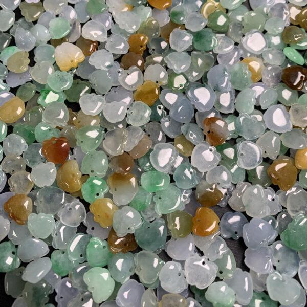 5 pc / 10 pcs flat apple shape genuine natural icy colorful jadeite charm, jade charm - Image 6