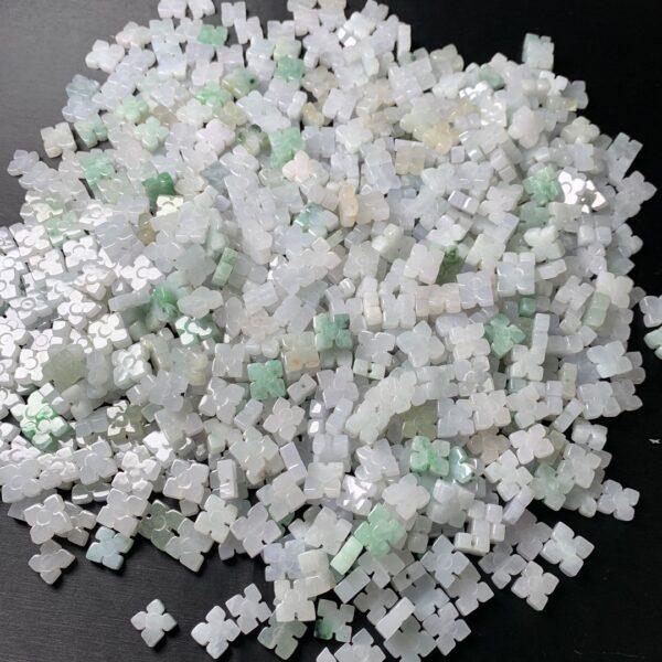 20 pc / 50 pcs Four Leaf Clover shape genuine natural jadeite bead, jade bead - Image 6