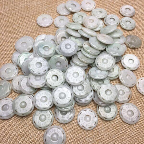 1 pc / 2 pcs nice hollow Bagua pattern round shape genuine natural jadeite charm, jade charm - Image 7