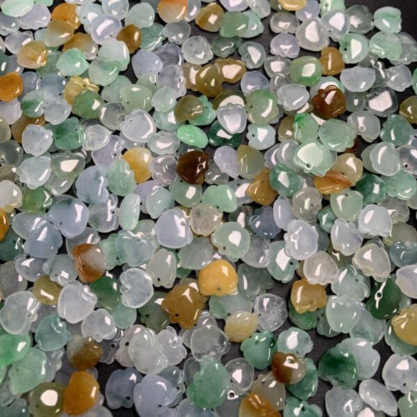 5 pc / 10 pcs flat apple shape genuine natural icy colorful jadeite charm, jade charm - Image 7