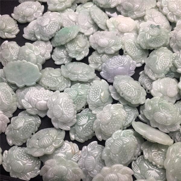 1 pc / 2 pcs nice lotus flower shape genuine natural jadeite charm, jade charm - Image 7