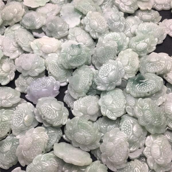 1 pc / 2 pcs nice lotus flower shape genuine natural jadeite charm, jade charm - Image 8