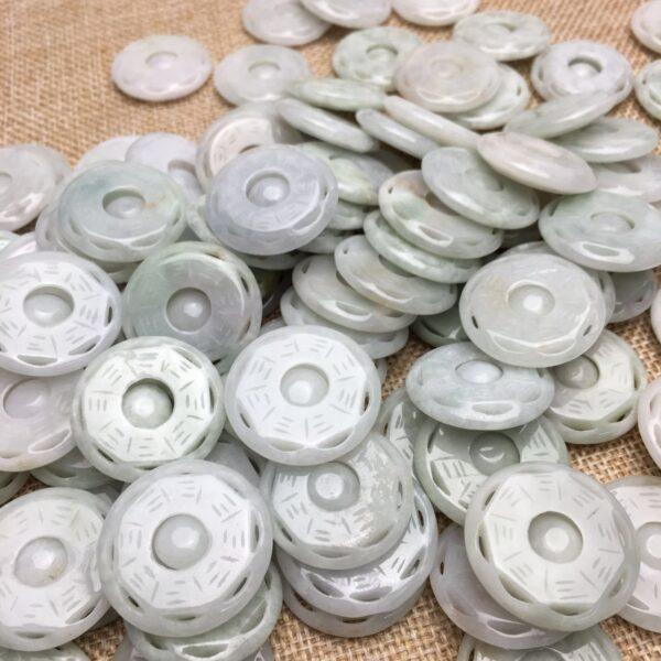 1 pc / 2 pcs nice hollow Bagua pattern round shape genuine natural jadeite charm, jade charm - Image 8