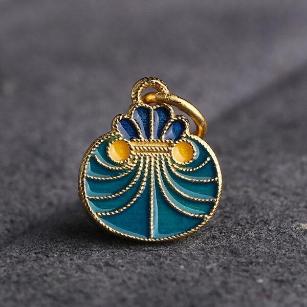 5 pcs / 10 pcs red and blue enamel flower pattern round shape s925 sterling silver charm - Image 6