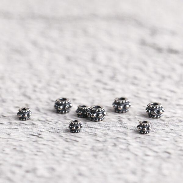 nice snowflake pattern rondelle shape s925 sterling silver bead, oxidized silver bead