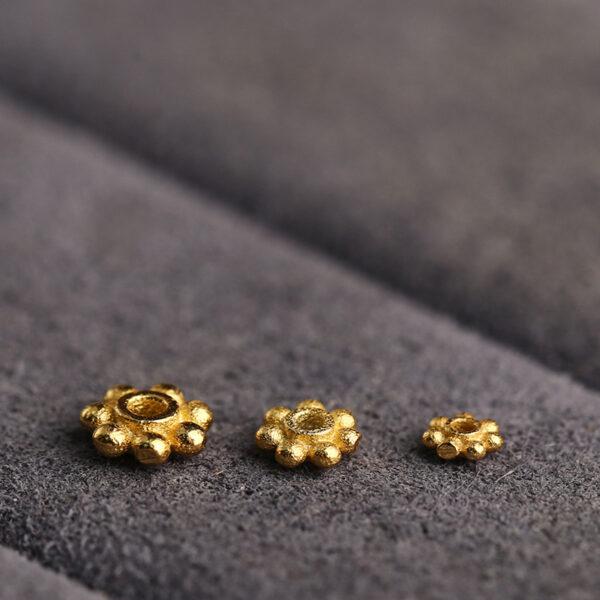 nice snowflake pattern rondelle shape gild s925 sterling silver bead, golden bead
