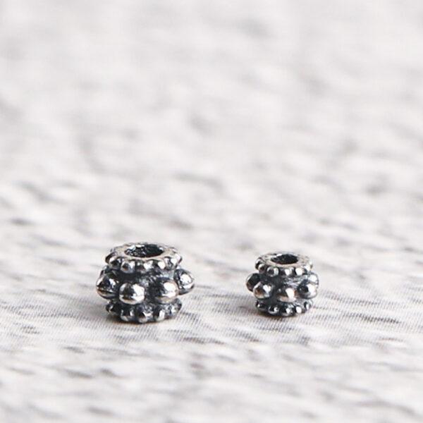 nice snowflake pattern rondelle shape s925 sterling silver bead, oxidized silver bead - Image 2