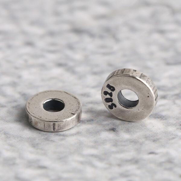 simple rondelle shape s925 sterling silver bead, oxidized silver bead - Image 2
