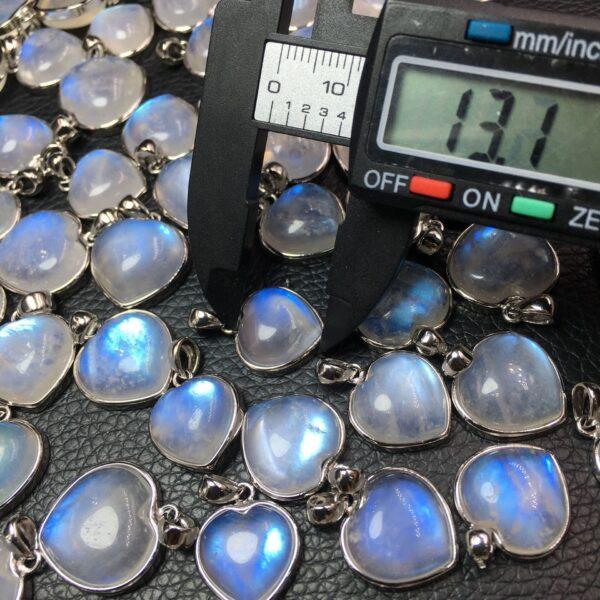 nice heart shape natural blue light moonstone charm - Image 2