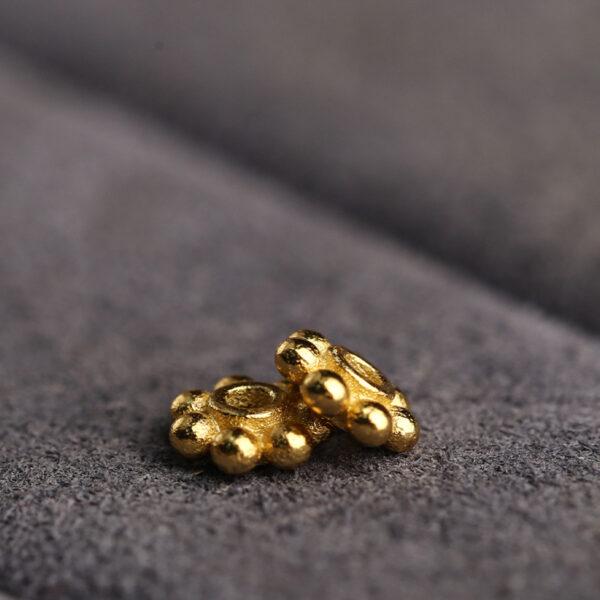 nice snowflake pattern rondelle shape gild s925 sterling silver bead, golden bead - Image 3