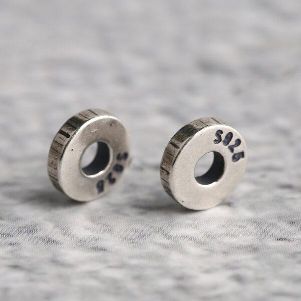 simple rondelle shape s925 sterling silver bead, oxidized silver bead - Image 3