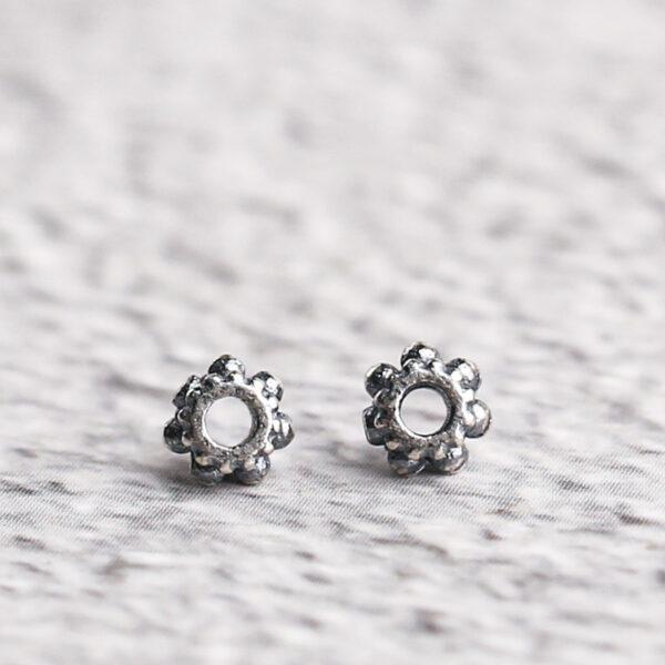 nice snowflake pattern rondelle shape s925 sterling silver bead, oxidized silver bead - Image 4