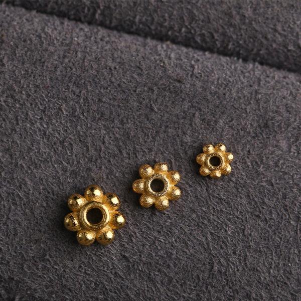nice snowflake pattern rondelle shape gild s925 sterling silver bead, golden bead - Image 4