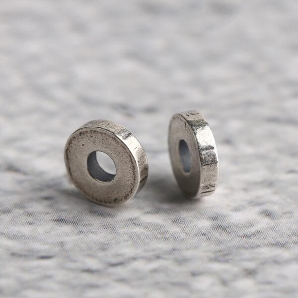 simple rondelle shape s925 sterling silver bead, oxidized silver bead - Image 4