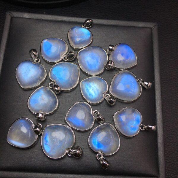 nice heart shape natural blue light moonstone charm - Image 4