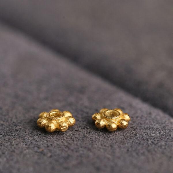 nice snowflake pattern rondelle shape gild s925 sterling silver bead, golden bead - Image 5