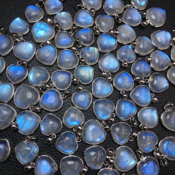 nice heart shape natural blue light moonstone charm - Image 5