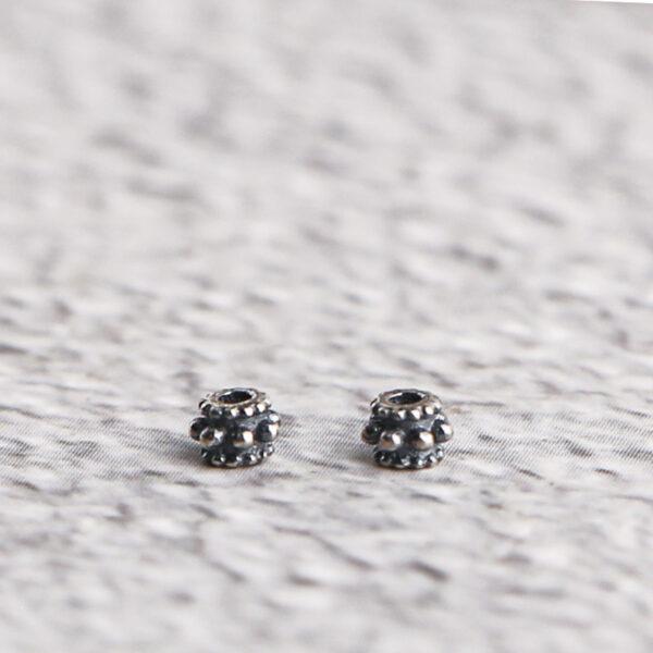 nice snowflake pattern rondelle shape s925 sterling silver bead, oxidized silver bead - Image 6