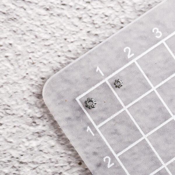 nice snowflake pattern rondelle shape s925 sterling silver bead, oxidized silver bead - Image 7