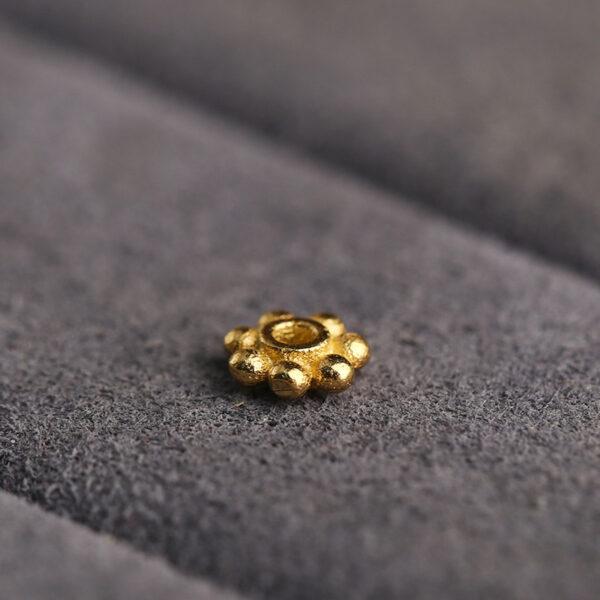 nice snowflake pattern rondelle shape gild s925 sterling silver bead, golden bead - Image 8