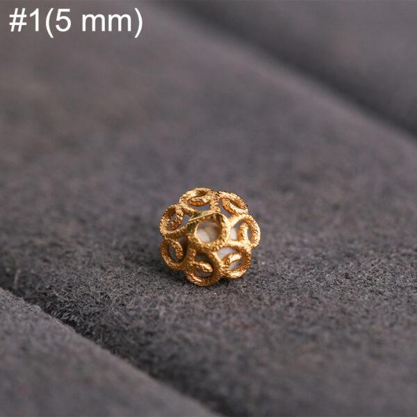 hollow flower shape gild s925 sterling silver bead caps, golden filigree bead - Image 4