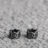 Buddhist six-syllable mantra pattern ring shape s925 sterling silver bead, oxidized silver ring bead