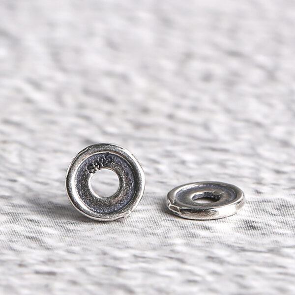 simple gasket shape s925 sterling silver bead, oxidized silver bead