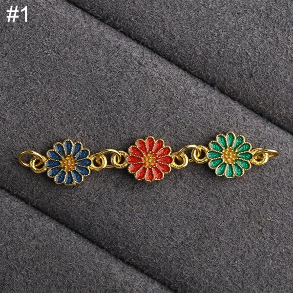 gild sterling silver flower shape chain bead, red and green enamel flower extension chain, 2 pieces / 5 pieces - Image 5