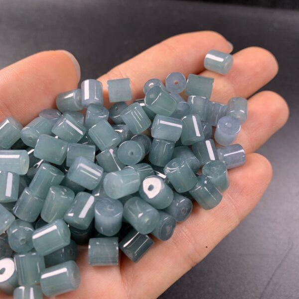 20 pc / 50 pcs tube shape genuine natural icy blue jadeite bead, jade bead