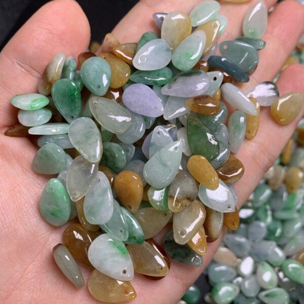 20 pc / 50 pcs droplet shape genuine natural colorful jadeite charm, jade charm bead