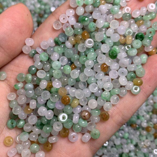 small rondelle shape genuine natural icy colorful jadeite bead, jade bead
