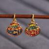 gild sterling silver flower shape charm, blue and red enamel bead, 2 pieces / 5 pieces