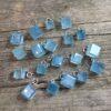 simple cube shape natural aquamarine bead sterling silver charm