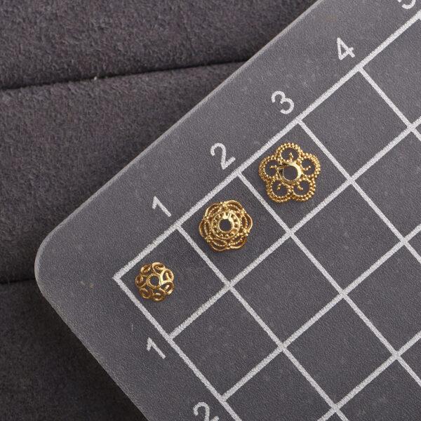 hollow flower shape gild s925 sterling silver bead caps, golden filigree bead - Image 2