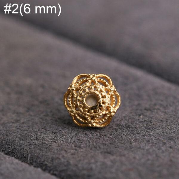 hollow flower shape gild s925 sterling silver bead caps, golden filigree bead - Image 5