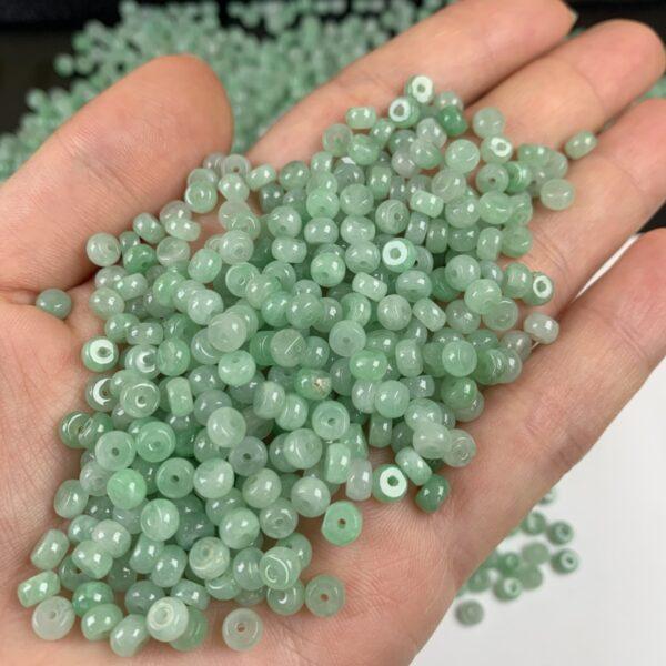 rondelle shape genuine natural green jadeite bead, jade bead - Image 2