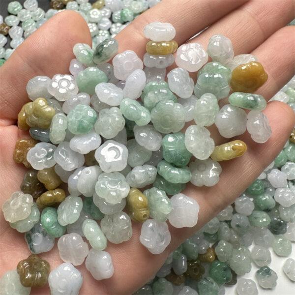 nice oblate flower shape genuine natural icy colorful jadeite bead, jade bead - Image 4