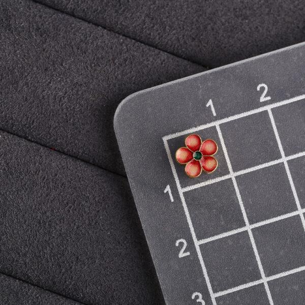 gild sterling silver peach flower shape bead, red and green enamel flower bead, 2 pieces / 5 pieces - Image 2
