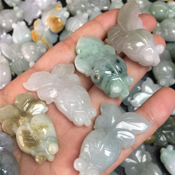 nice goldfish shape genuine natural jadeite charm, jade koi charm bead - Image 2