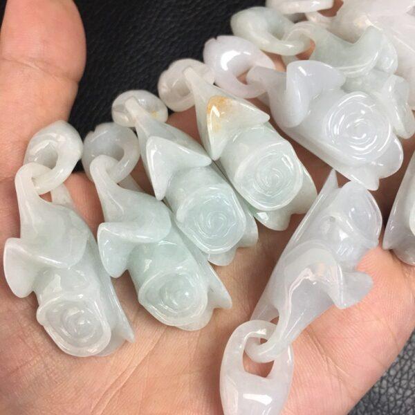 nice rose flower shape genuine natural jadeite charm, jade charm bead - Image 2