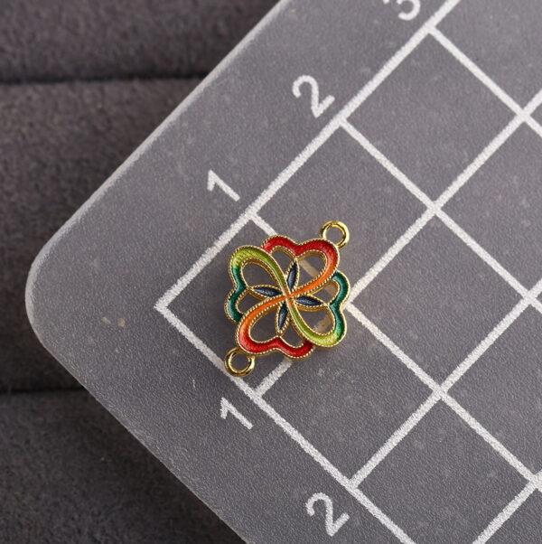gild sterling silver hollow flower shape connector bead, red and yellow enamel flower bead, 2 pieces / 5 pieces - Image 2