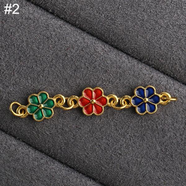 gild sterling silver flower shape chain bead, red and green enamel flower extension chain, 2 pieces / 5 pieces - Image 6