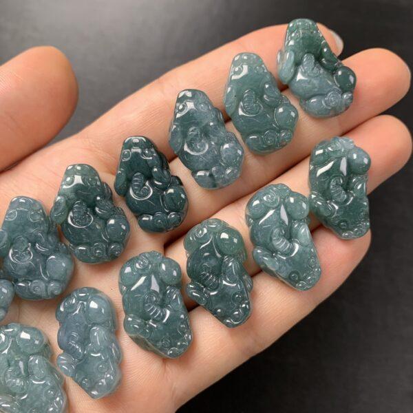 pixiu beast shape genuine natural blue jadeite charm, jade animal charm bead - Image 2