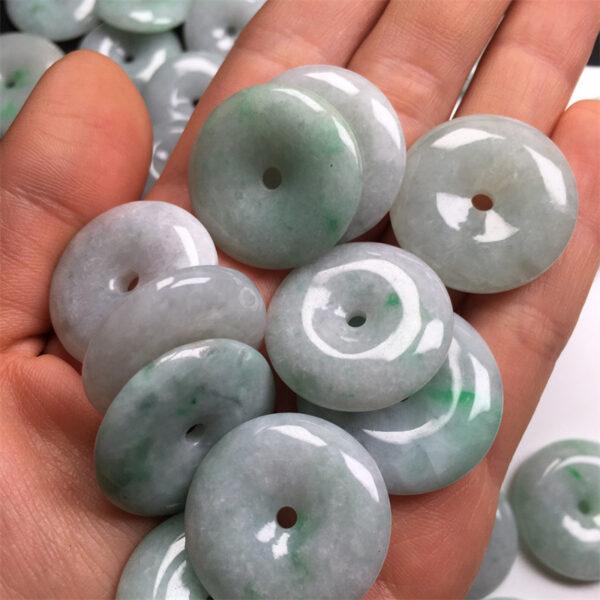 simple rondelle shape genuine natural green texture jadeite bead, jade bead - Image 2