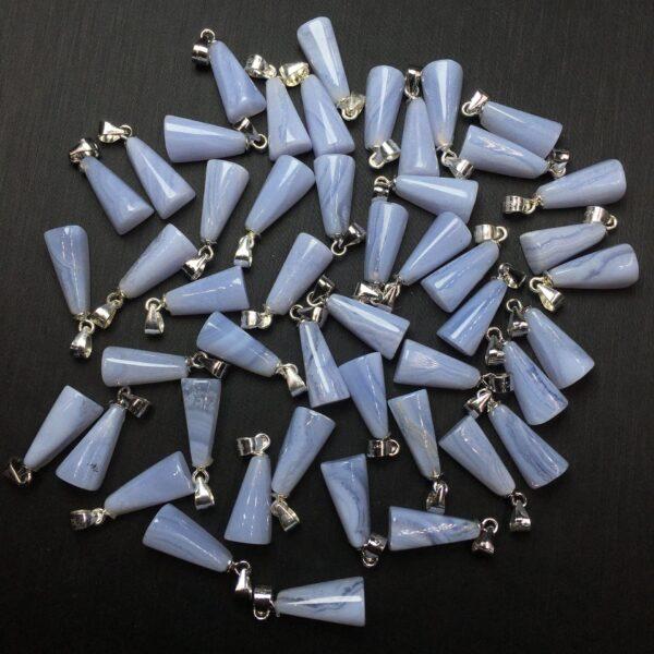 simple cone shape natural blue vein agate charm - Image 2