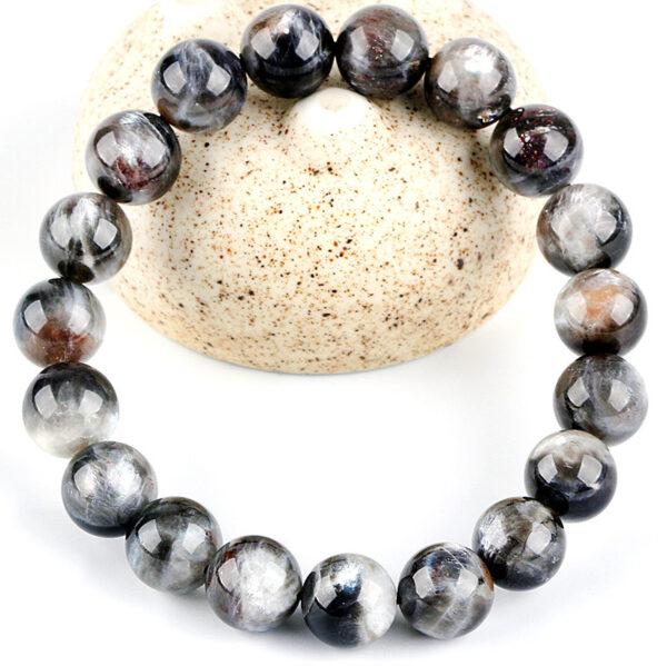 7mm - 12mm round shape 6A natural heliolite black sun stone beaded bracelet - Image 2